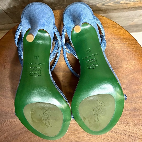 NWOT🆕✨Sparkly, Strappy Blue Suede Heels (NEW, Never Worn) - Picture 6 of 12